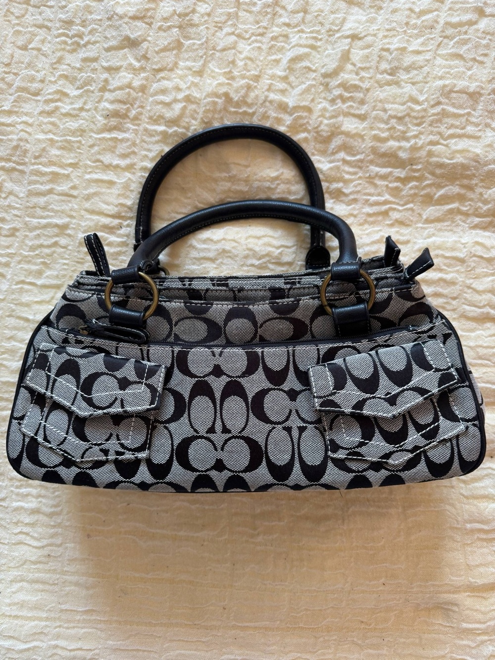 Coach Black & Gray Signature Jacquard Shoulder Bag